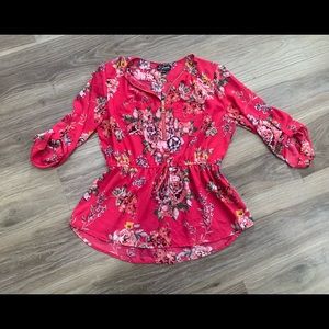 Pink floral blouse